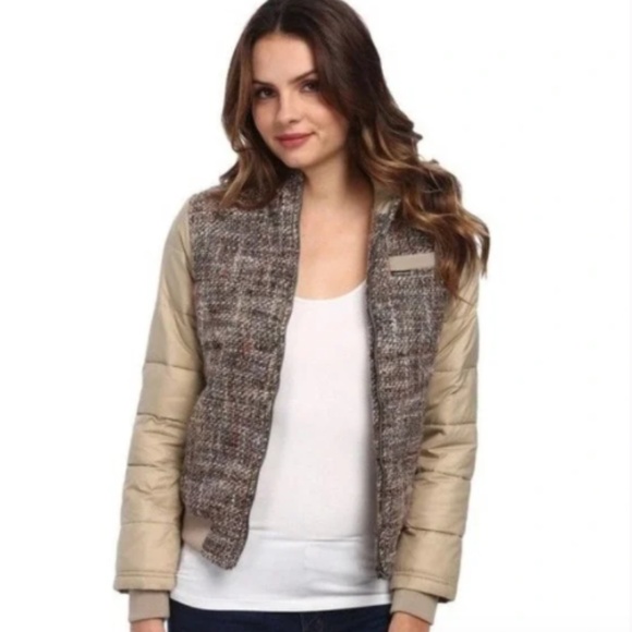 Members Only Tweed Bomber Jacket Cream - Picture 1 of 5
